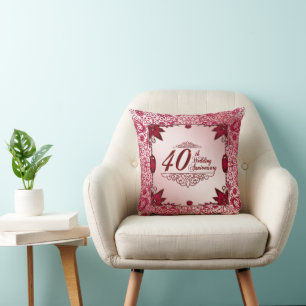 Ruby 40th Wedding Anniversary Throw Pillow