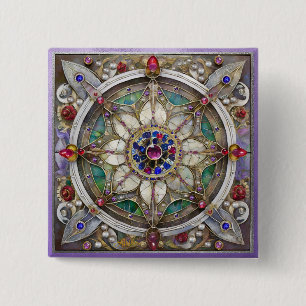 Ruby, Amethyst, Sapphire and, Pearl Mandala 15 Cm Square Badge