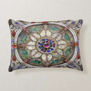 Ruby, Amethyst, Sapphire and, Pearl Mandala Decorative Cushion