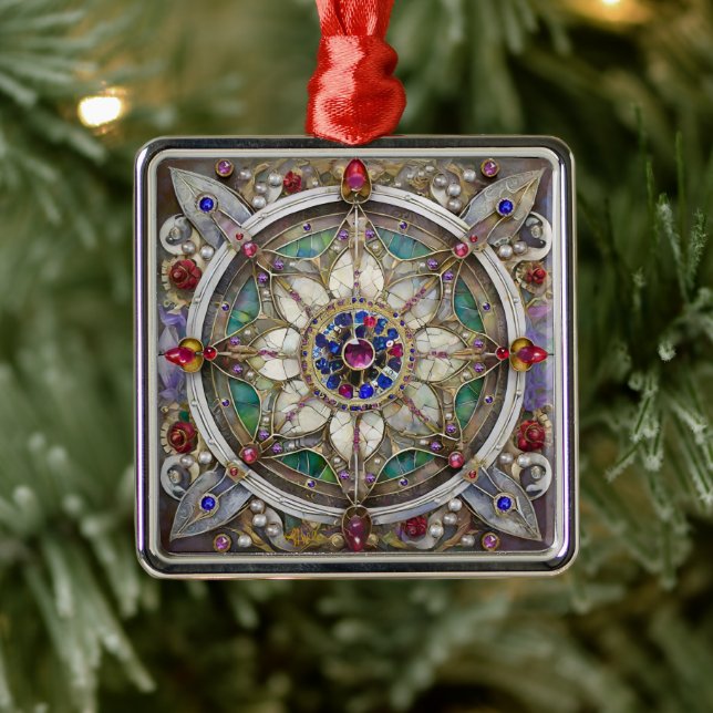 Ruby, Amethyst, Sapphire and, Pearl Mandala Metal Tree Decoration (Tree)