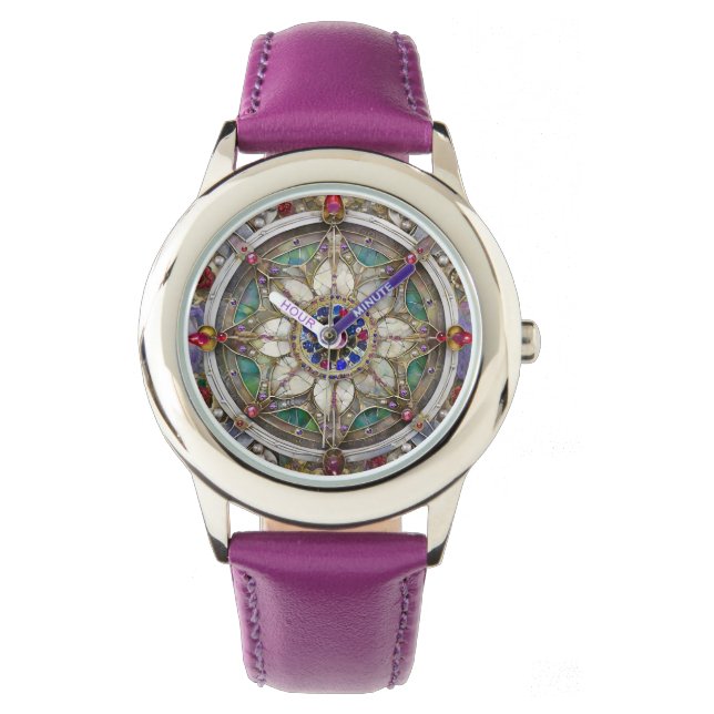 Ruby, Amethyst, Sapphire and, Pearl Mandala Watch (Front)