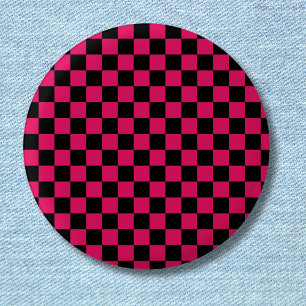Ruby and Black Chequered Vintage 3 Cm Round Badge