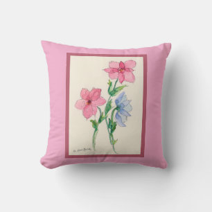 Ruby and Blue Blooms Cushion