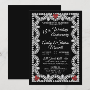 Ruby and Diamond 15th Wedding Anniversary Party Invitation