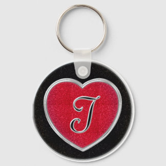 Ruby and Onyx Heart Keychain