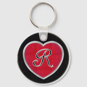 Ruby and Onyx Monogram Keychain