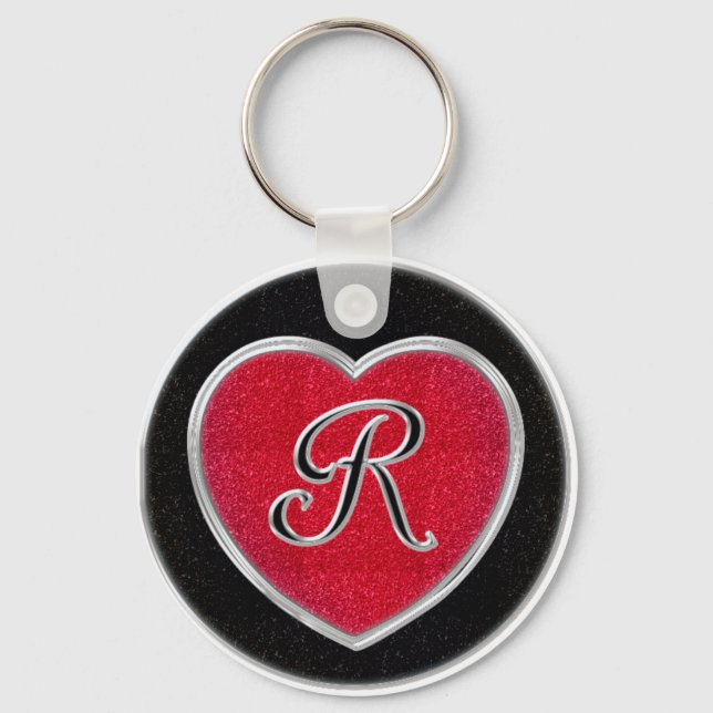 Ruby and Onyx Monogram Keychain (Front)