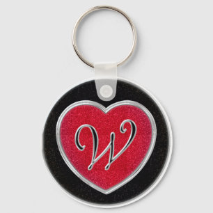Ruby and Onyx Monogram Keychain