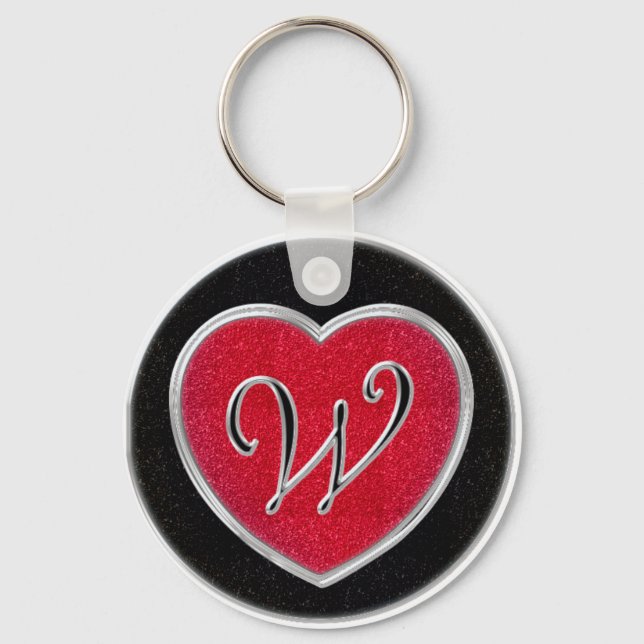 Ruby and Onyx Monogram Keychain (Front)