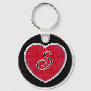 Ruby and Onyx Monogram Keychain