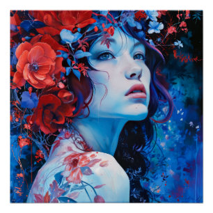 Ruby and Periwinkle Fantasy Woman Poster