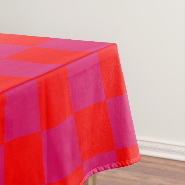 Ruby and Red Chequered Vintage Tablecloth (In Situ)