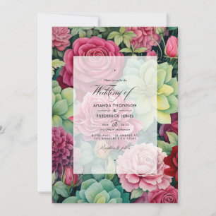 Ruby and Sage Floral Winter Wedding Invitation