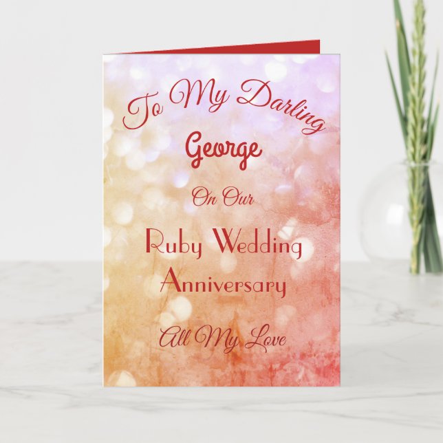 Ruby Anniversary Husband Greeting Card. Card (Front)