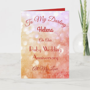 Ruby Anniversary Wife Greeting Card. Card