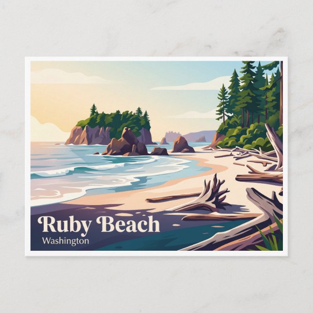 Ruby Beach Forks Washington Postcard (Front)