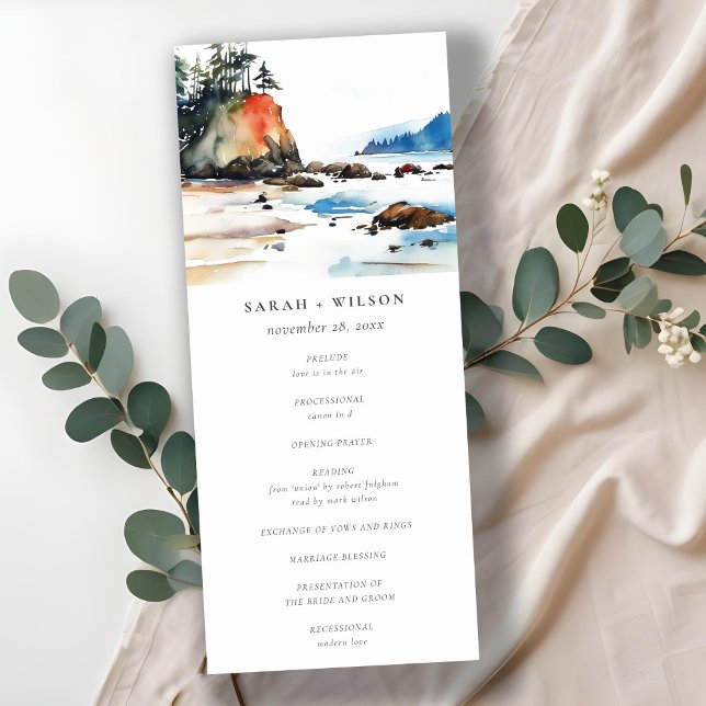 Ruby Beach Olympic National Park Wedding Program Invitation (Creator Uploaded)