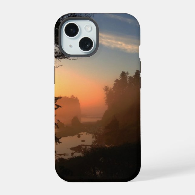 Ruby Beach Through Trees iPhone 15 Case (Back)