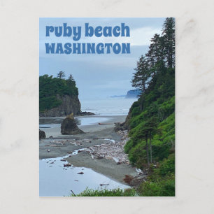 Ruby Beach Washington Olympic Twilight Travel Postcard