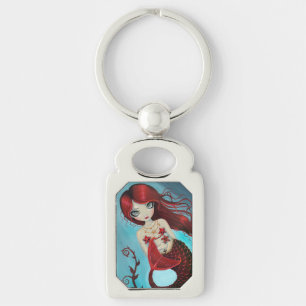 Ruby Big Eye Mermaid Fantasy Art by Molly Harrison Key Ring
