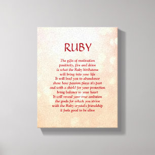 Ruby birthstone - July poem art canvas Print
