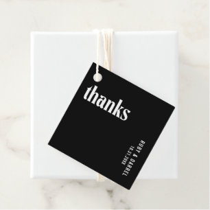 Ruby Black Modern Wedding Favour Tags