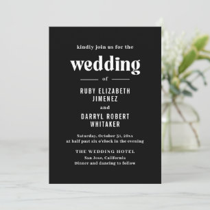 Ruby Black Modern Wedding Invitation