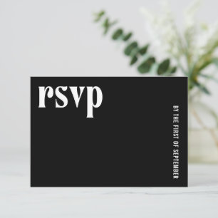 Ruby Black Modern Wedding RSVP Card