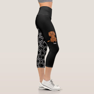 Ruby Cavalier Cartoon Dog & Dog's Name And Breed Capri Leggings