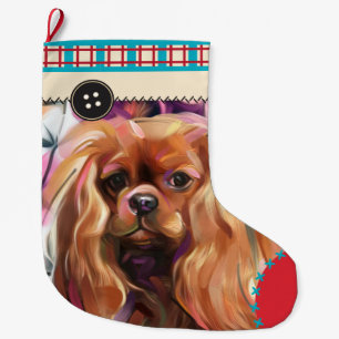 Ruby Cavalier Christmas Stocking chequered
