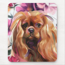 Ruby Cavalier Dog Art Mouse pad