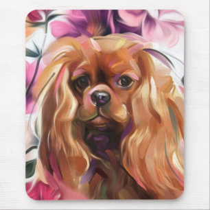 Ruby Cavalier Dog Art Mouse pad