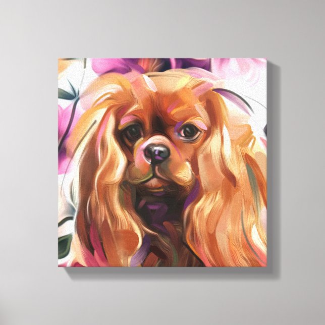 'Ruby' Cavalier dog art print on canvas (Front)