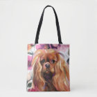 'Ruby' Cavalier dog art tote bag