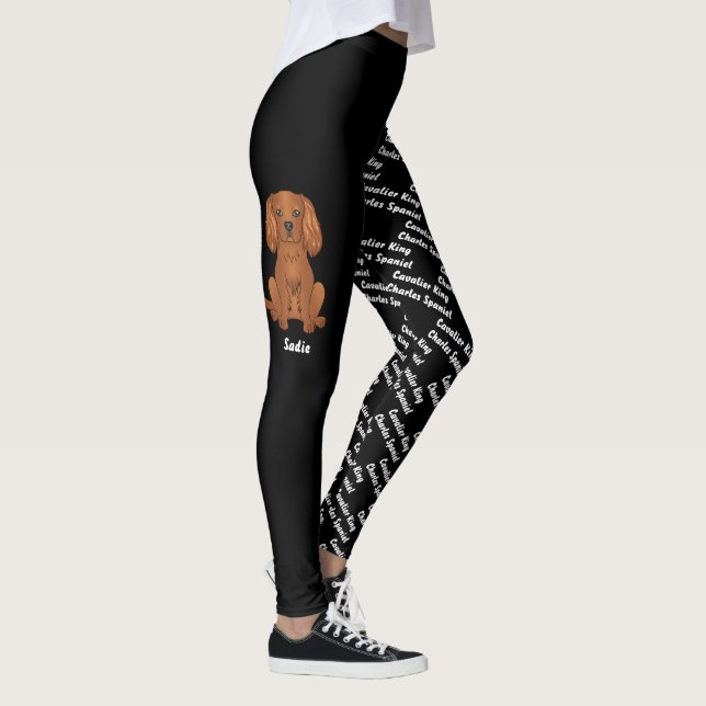 Ruby Cavalier Dog & Dog's Name And Breed Leggings (Right)