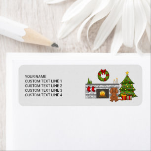 Ruby Cavalier Dog In A Christmas Room & Text