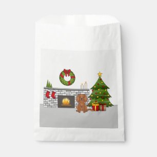 Ruby Cavalier Dog In A Festive Christmas Room Favour Bags