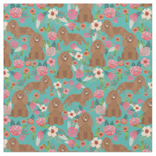 Ruby Cavalier kc Spaniel dog vintage florals Fabric