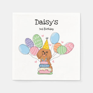 Ruby Cavalier King Charles Spaniel Birthday Paper Napkin