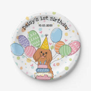 Ruby Cavalier King Charles Spaniel Birthday Paper Plate