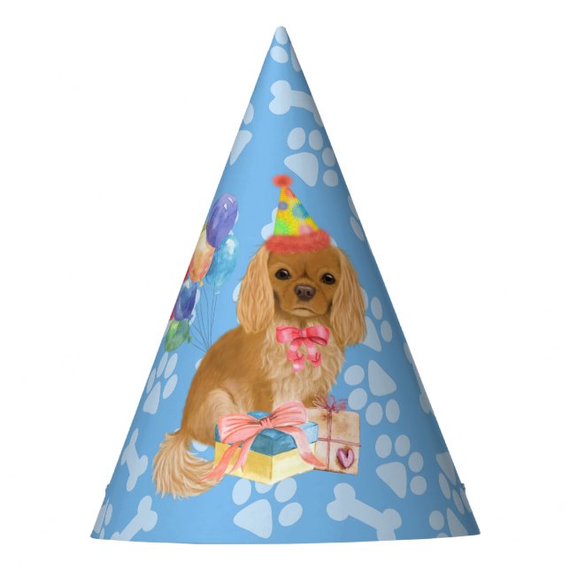 Ruby Cavalier King Charles Spaniel Birthday  Party Hat (Front)