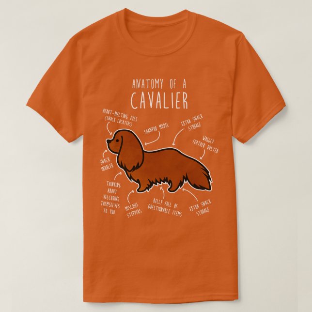 Ruby Cavalier King Charles Spaniel Dog Anatomy T-Shirt (Design Front)