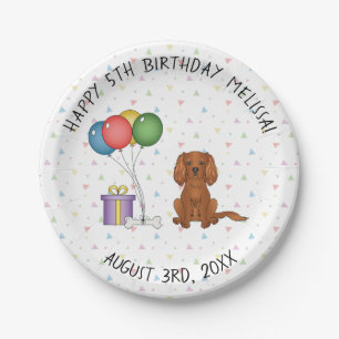 Ruby Cavalier King Charles Spaniel Dog - Birthday Paper Plate