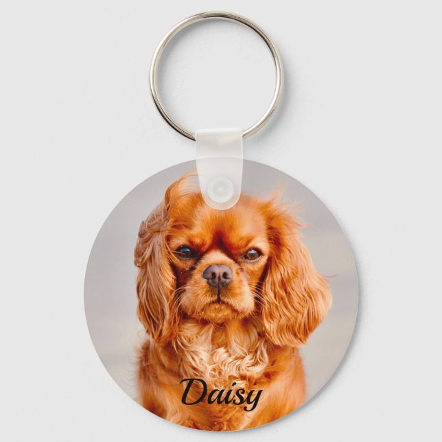 Ruby Cavalier King Charles Spaniel Dog Key Ring (Front)