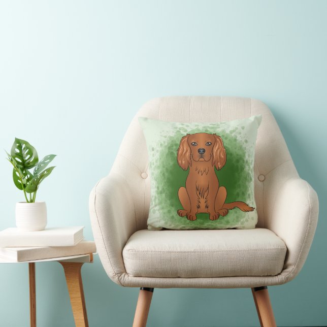 Ruby Cavalier King Charles Spaniel Dog On Green Cushion (Chair)