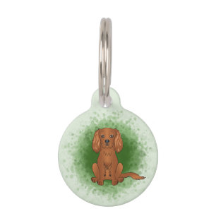 Ruby Cavalier King Charles Spaniel Dog On Green Pet Tag