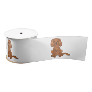 Ruby Cavalier King Charles Spaniel Dog Sitting Satin Ribbon