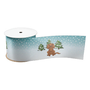 Ruby Cavalier King Charles Spaniel In Winter Satin Ribbon