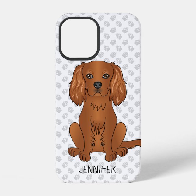 Ruby Cavalier King Charles Spaniel & Name iPhone Case (Back)