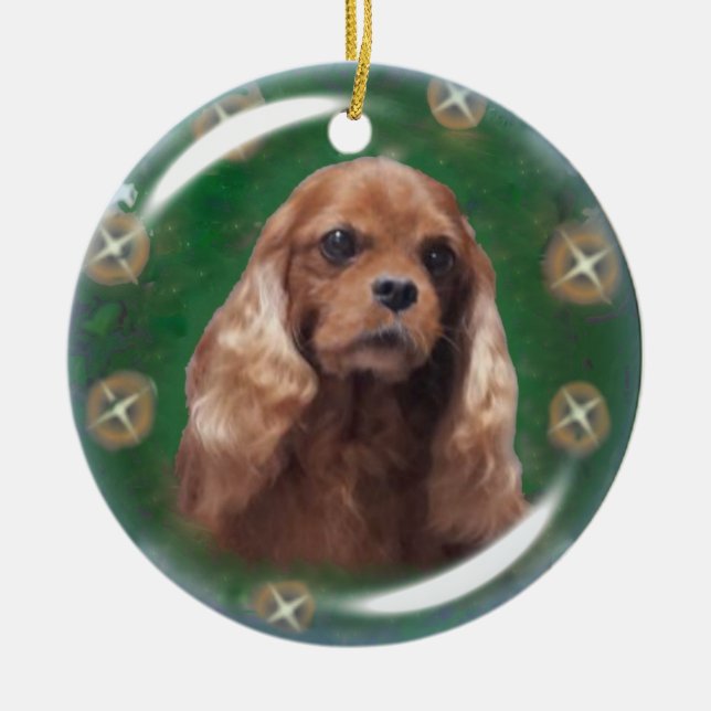 Ruby Cavalier King Charles Spaniel Ornament (Front)